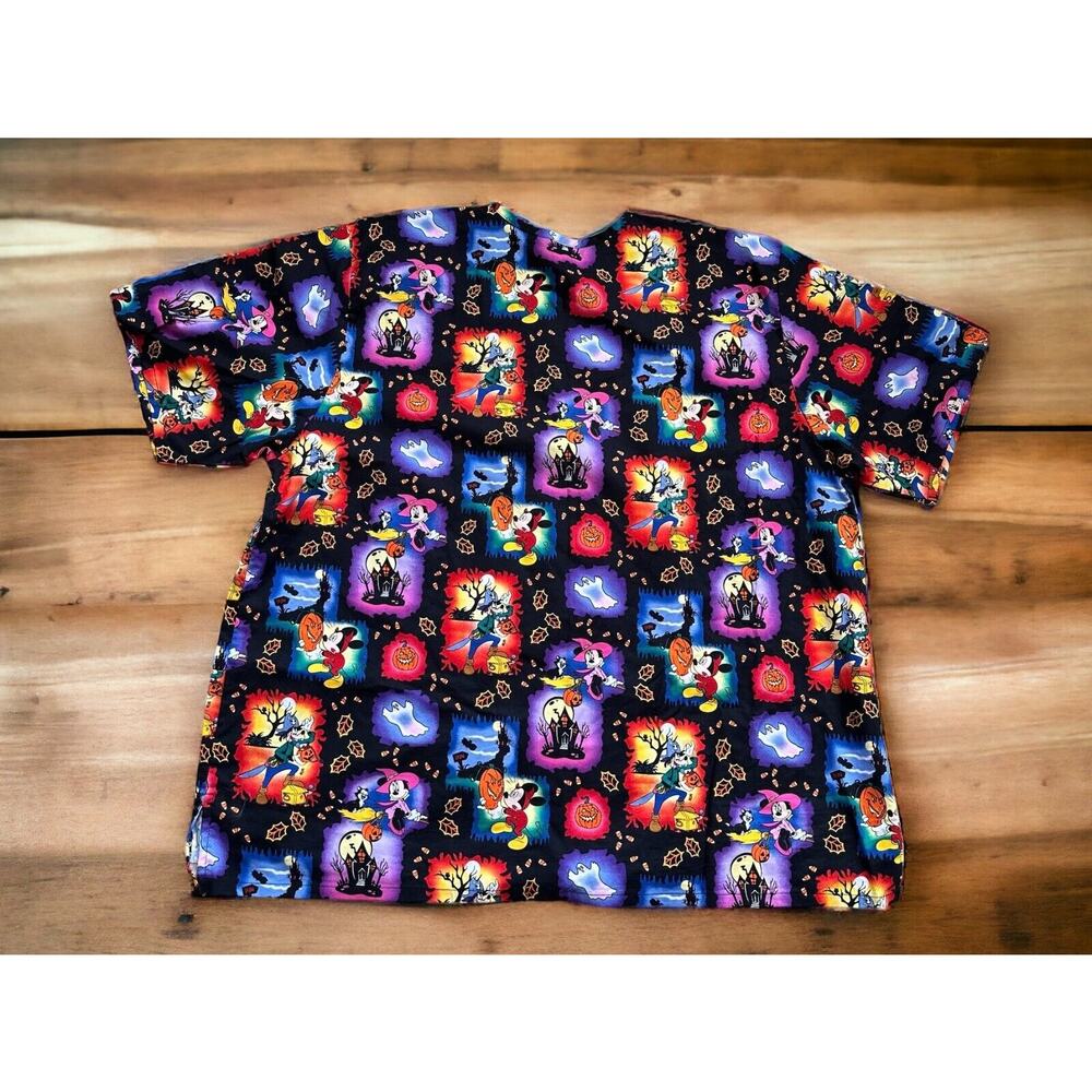 Disney Halloween Theme Scrub Top Nurse CNA Tech V-Neck Mickey Mouse Plus Size 3X - Picture 6 of 6